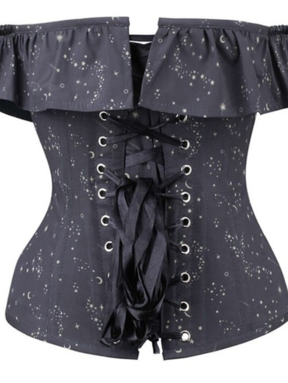 Off-Shoulder Navy Star-Print Corset - Picture 4 of 5